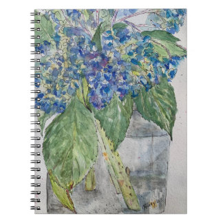 Carnet Blue Hydrangeas in Water spiral notebook