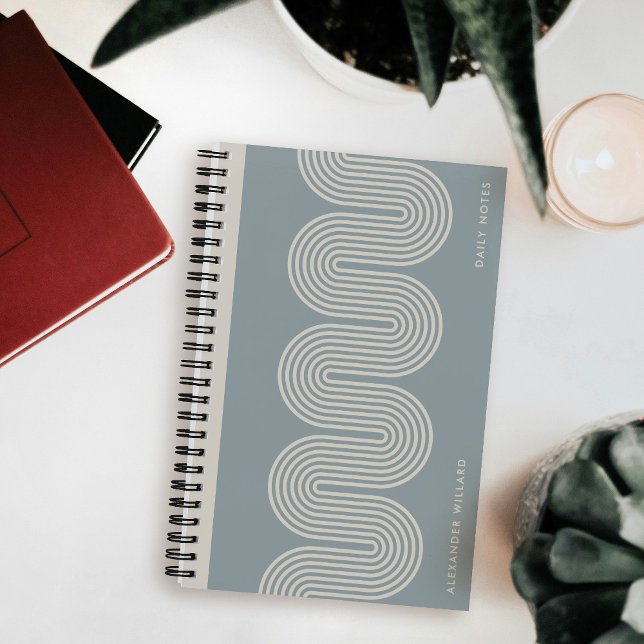 Carnet Blue Lombard Wavy Lines Modern Custom Notebook (Créateur téléchargé)