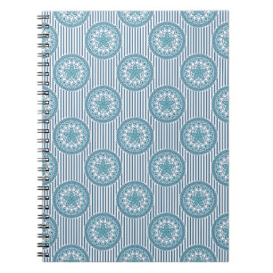 Carnet Blue mandala pattern on striped background
