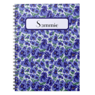 Carnet Blue Pansy Flowers Personalized