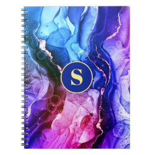 Carnet Blue, Purple & Red-Violet Liquid Ink, Monogram