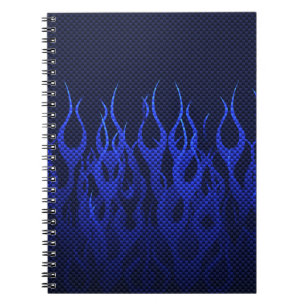 Carnet Blue Racing Flames on Carbon Fiber Print
