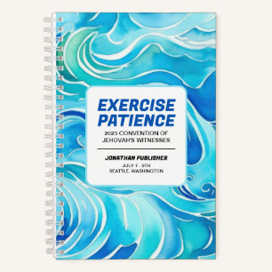Carnet Blue Watercolor Waves Exercice Patience Convention