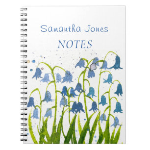 Carnet Bluebells Bleu Floral Aquarelle Nature botanique