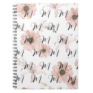 Carnet Blush Fleurs Art Monogramme Aquarelle