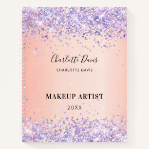 Carnet Blush pailleté violet nom signature entreprise