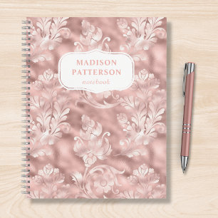 Carnet Blush Pink Scroll Floral Girl Chic Motif Nom