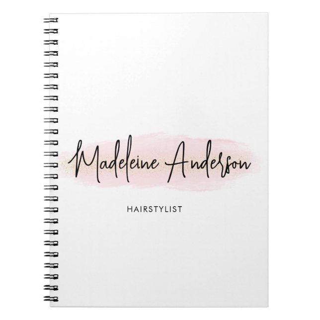 Carnet Blush Rose Doré Pailleté Coiffure Élégante Chic (Devant)