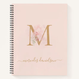 Carnet Blush Rose Floral Monogrammé Transparent Moderne
