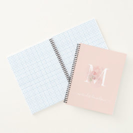 Carnet Blush rose floral monogrammé transparent moderne