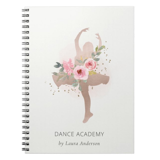 Carnet Blush Rose Gold Floral Girl Dancer Academy (Devant)