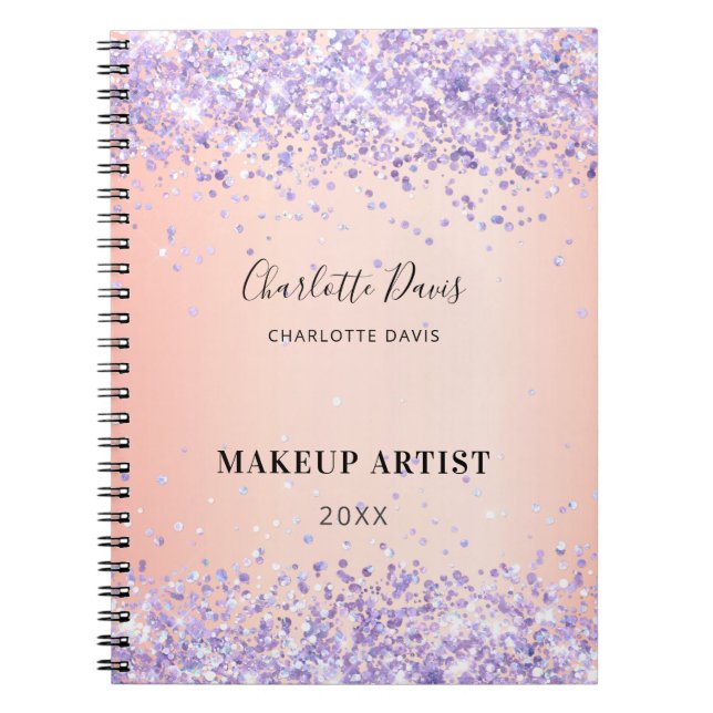 Carnet Blush signature de nom d'affaires en paillettes vi (Devant)