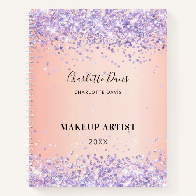 Carnet Blush signature de nom d'affaires en paillettes vi (Devant)