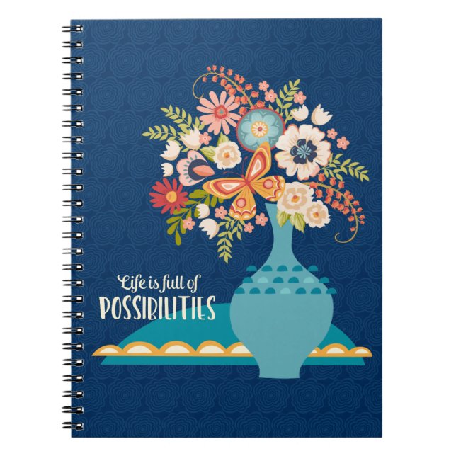 Carnet Boho bleu floral inspirant (Devant)