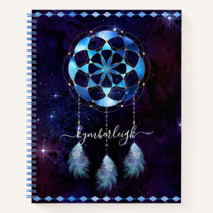 Carnet Boho Blue Tribal Celestial Mandala Dreamcatcher