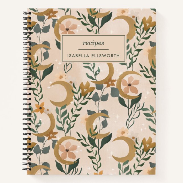 Carnet Boho Botanical Moons Blush Recette personnalisée n (Devant)