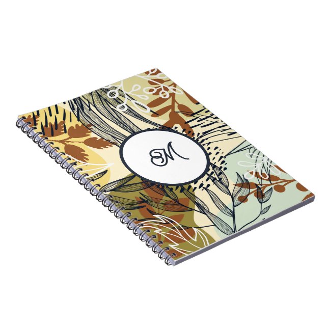 Carnet Boho Brun Vert Or Feuilles (Côté Droit)