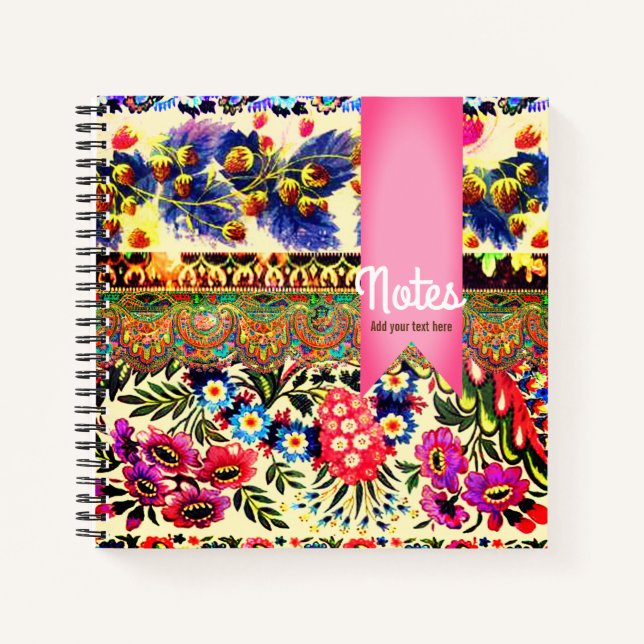 Carnet Boho Caravan rose (Devant)