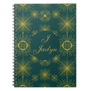 Carnet Boho Celestial Sun Stars Vert Turquoise