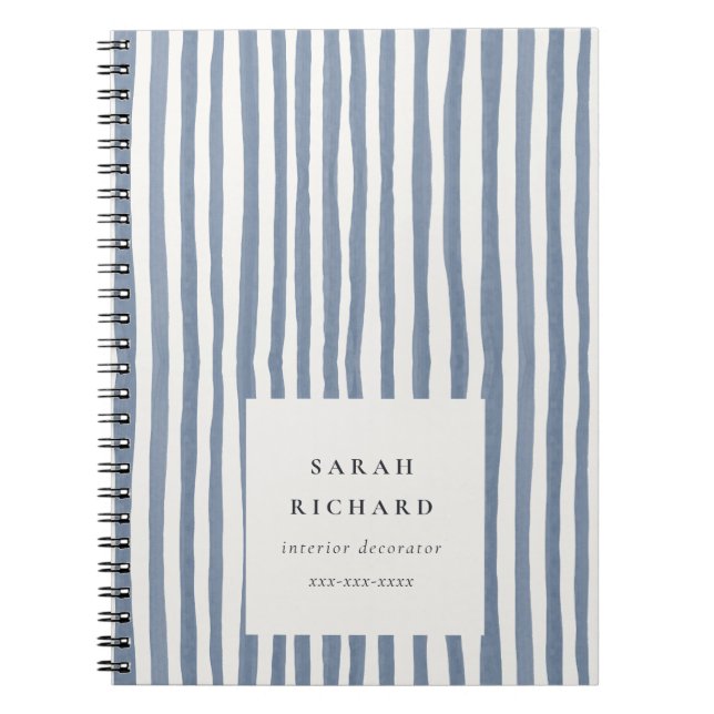 Carnet Boho Chic Dusky Blue Watercolor Hand Drawn Strips (Devant)