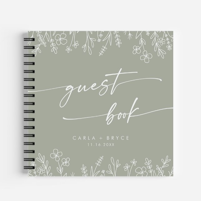 Carnet Boho Chic Sage Green Wildflower Wedding Guest Book (Créateur téléchargé)