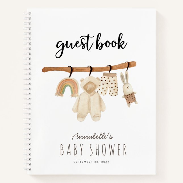 Carnet Boho Clothesline Baby shower non sexiste (Devant)