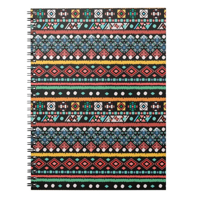 Carnet Boho ethnique : impression de pixels géométriques (Devant)