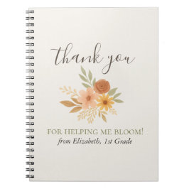 Carnet Boho Floral Aquarelle Enseignant Merci