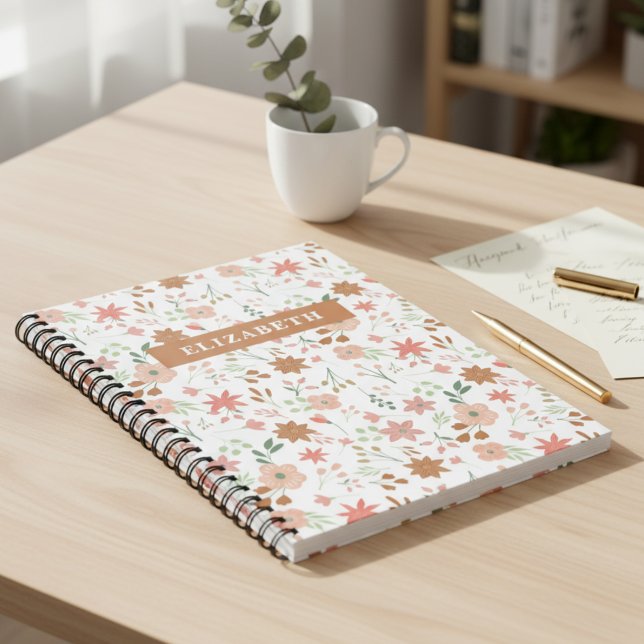 Carnet Boho Floral Earth Tons Fleurs Personnalisées (Créateur téléchargé)
