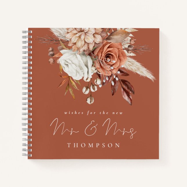Carnet Boho Florals M. Mme Terracotta Guest Book (Devant)