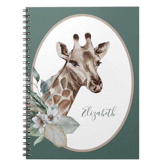 Carnet Boho Giraffe Watercolor Monogram (Devant)