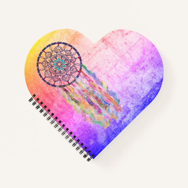 Carnet Boho Lace Dreamcatcher | Arc-en-ciel Grunge (Devant)