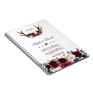 Carnet Boho Merlot Marine Floral Antlers Wedding planner