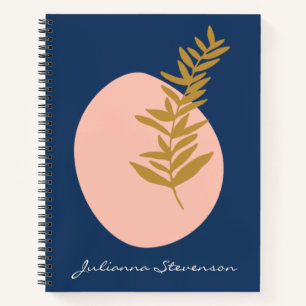 Carnet Boho Moderne Abstrait Botanique Bleu Personnalisé