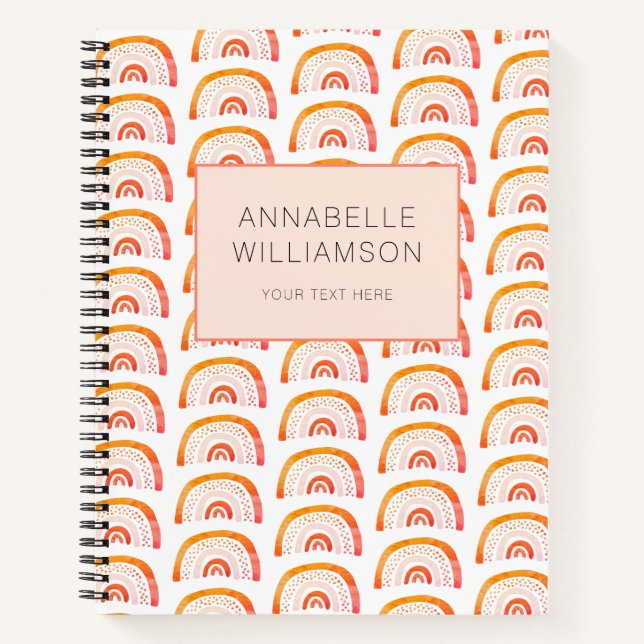 Carnet Boho orange arc-en-ciel (Devant)