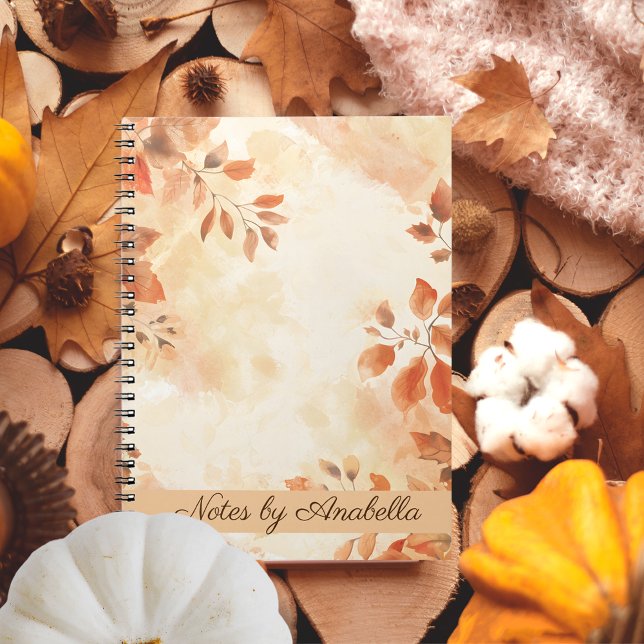 Carnet Boho orange Feuilles d'automne personnalisé (Boho orange Autumn leaves custom Notebook)