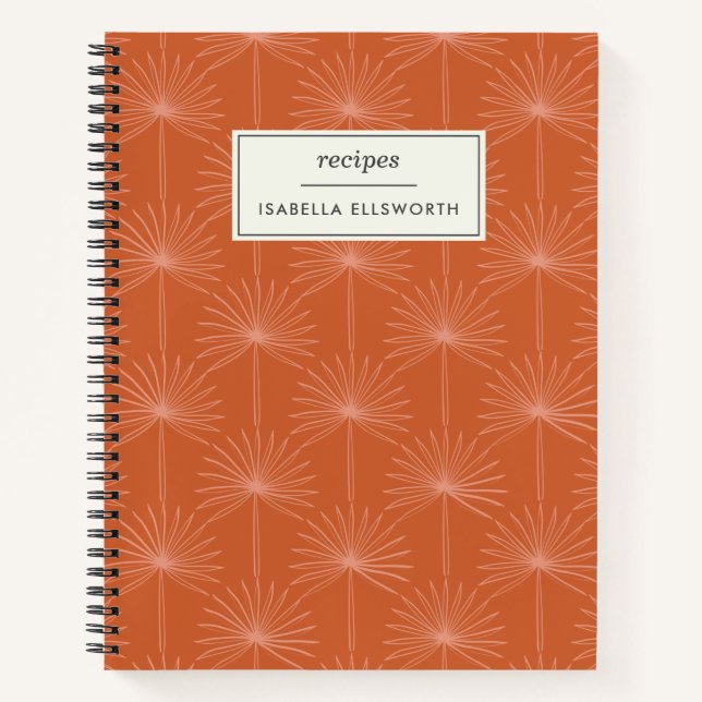 Carnet Boho Palm feuille rouille Botanique Recette person (Devant)