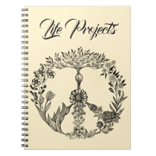 Carnet Boho Peace Sign Élégante fille mignonne jolie flor