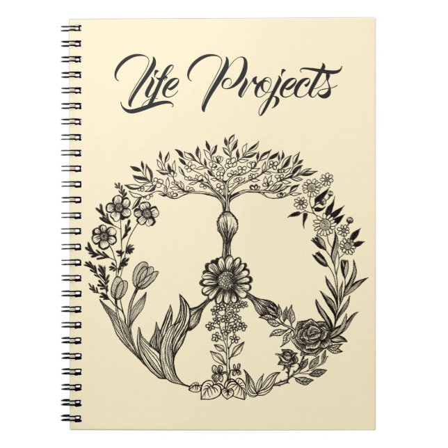 Carnet Boho Peace Sign Élégante fille mignonne jolie flor (Devant)