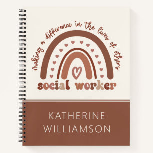 Carnet Boho personnalisé Social Worker Appréciation Gradu