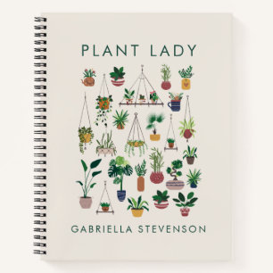 Carnet Boho Plante Lady Illustration Art Nom personnalisé