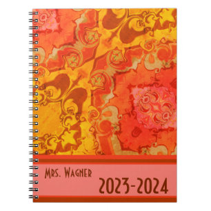 Carnet Boho Professeur Personnalisé Plutôt Moderne Orange