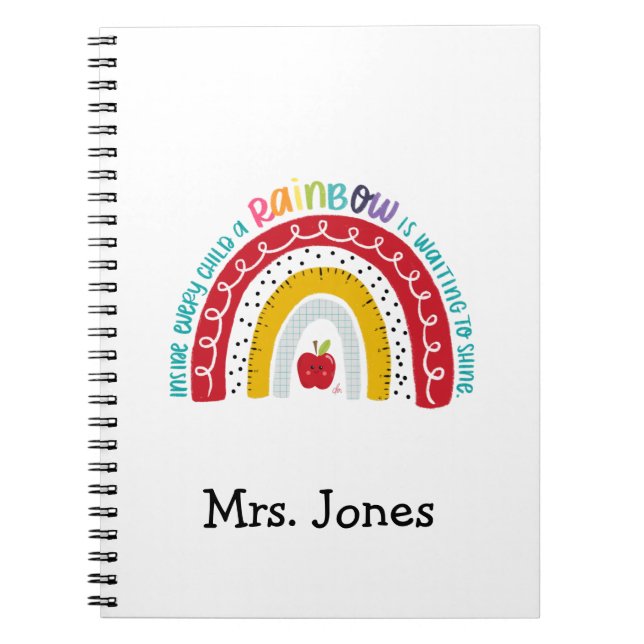 Carnet Boho Rainbow Teachers Carnet, Cadeau pour enseigna (Devant)