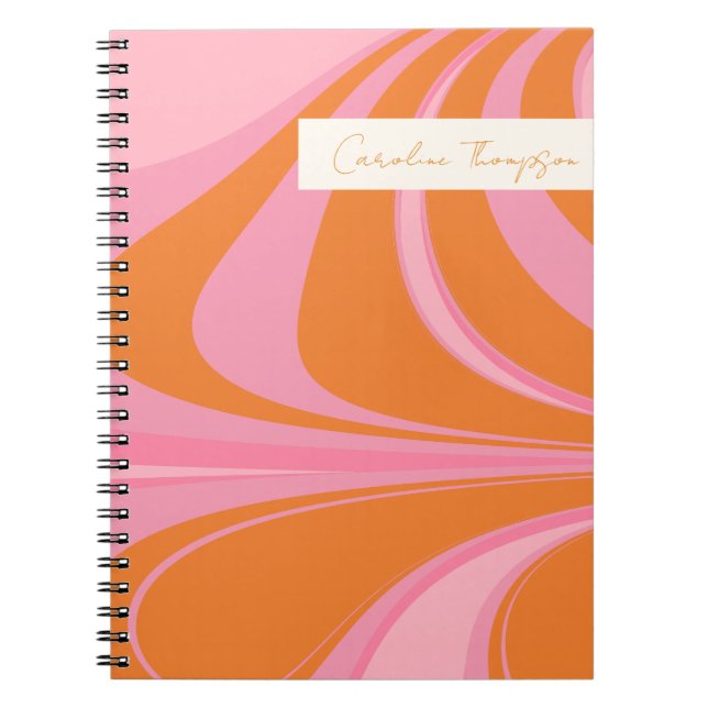 Carnet Boho rose orange Abstrait marbre personnalisé (Devant)