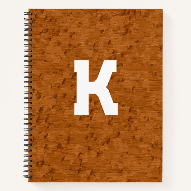 Carnet Boho Rustique Texturé Bois brun personnalisé (Devant)