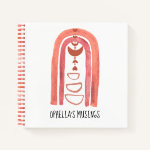 Carnet Boho Watercolor Arc-en-ciel Abstrait Shapes Nom