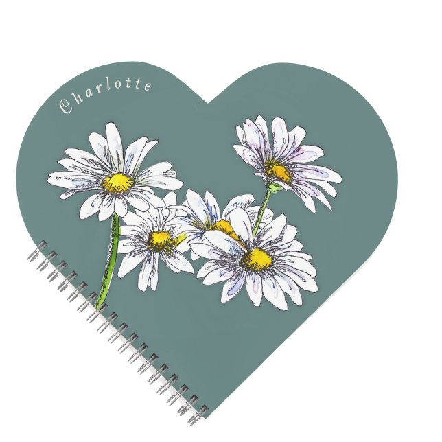 Carnet Boho Watercolor Daisy Heartshaped Christmas Gift (Créateur téléchargé)