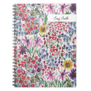Carnet Boho Wildflower Floral Pattern Cottage Watercolor
