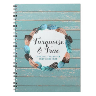 Carnet Bois de turquoise et guirlande rustiques Boho de