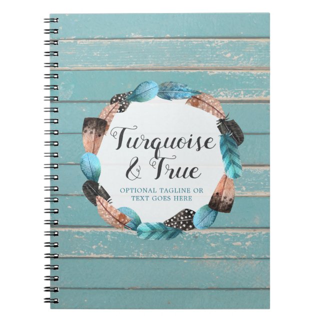 Carnet Bois de turquoise et guirlande rustiques Boho de (Devant)